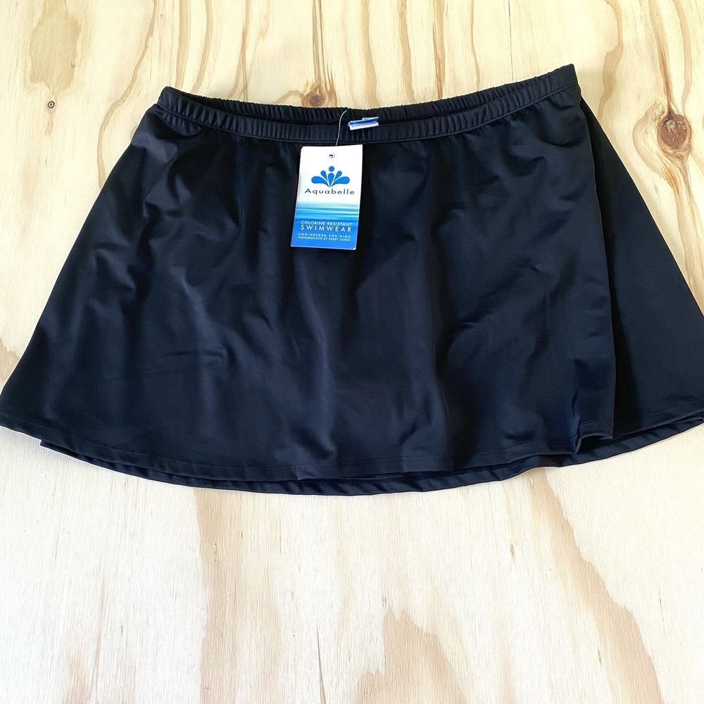 Aquabelle Women's Swim Skirt Plus Size 20 Black Swimsuits For All Skirt Bottom
